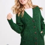 Aran Woollen Mills Ladies Donegal Cardigan Side Pockets Valley Green - La Vie en Rose Damesmode