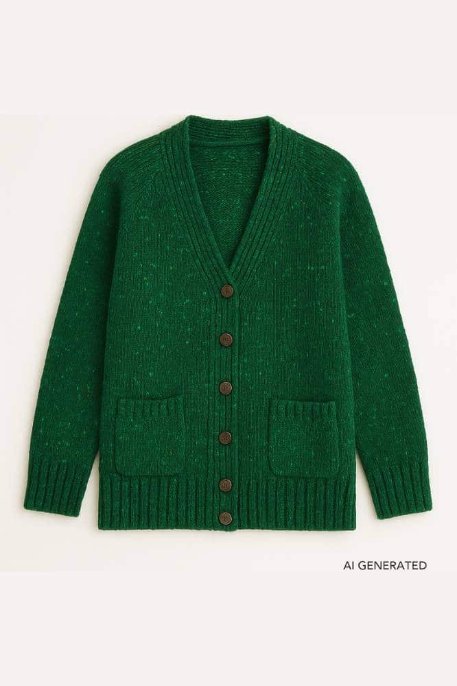 Aran Woollen Mills Ladies Donegal Cardigan Side Pockets Valley Green - La Vie en Rose Damesmode