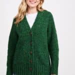 Aran Woollen Mills Ladies Donegal Cardigan Side Pockets Valley Green - La Vie en Rose Damesmode