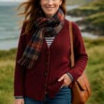 Aran Woollen Mills Ladies Donegal Cardigan Side Pockets Winter Berry - La Vie en Rose Damesmode