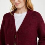 Aran Woollen Mills Ladies Donegal Cardigan Side Pockets Winter Berry - La Vie en Rose Damesmode
