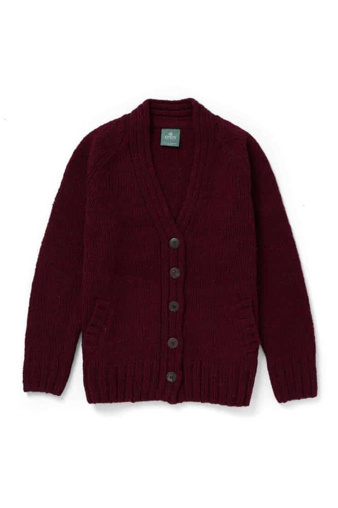 Aran Woollen Mills Ladies Donegal Cardigan Side Pockets Winter Berry - La Vie en Rose Damesmode