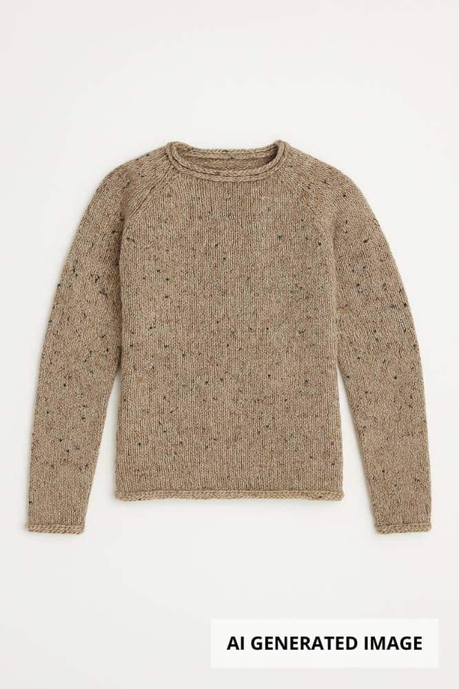 Aran Woollen Mills Ladies Roll Neck Raglan Crew Light Honey - La Vie en Rose Damesmode