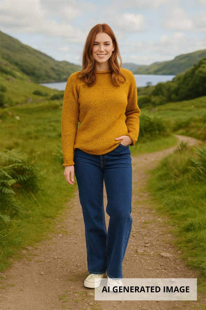 Aran Woollen Mills Ladies Roll Neck Raglan Crew Starfish - La Vie en Rose Damesmode