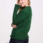Aran Woollen Mills Ladies Roll Neck Raglan Crew Valley Green - La Vie en Rose Damesmode