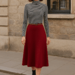 King Louie Juno Midi Skirt Milano Crepe Cabernet Red - Stijl Inspiratie