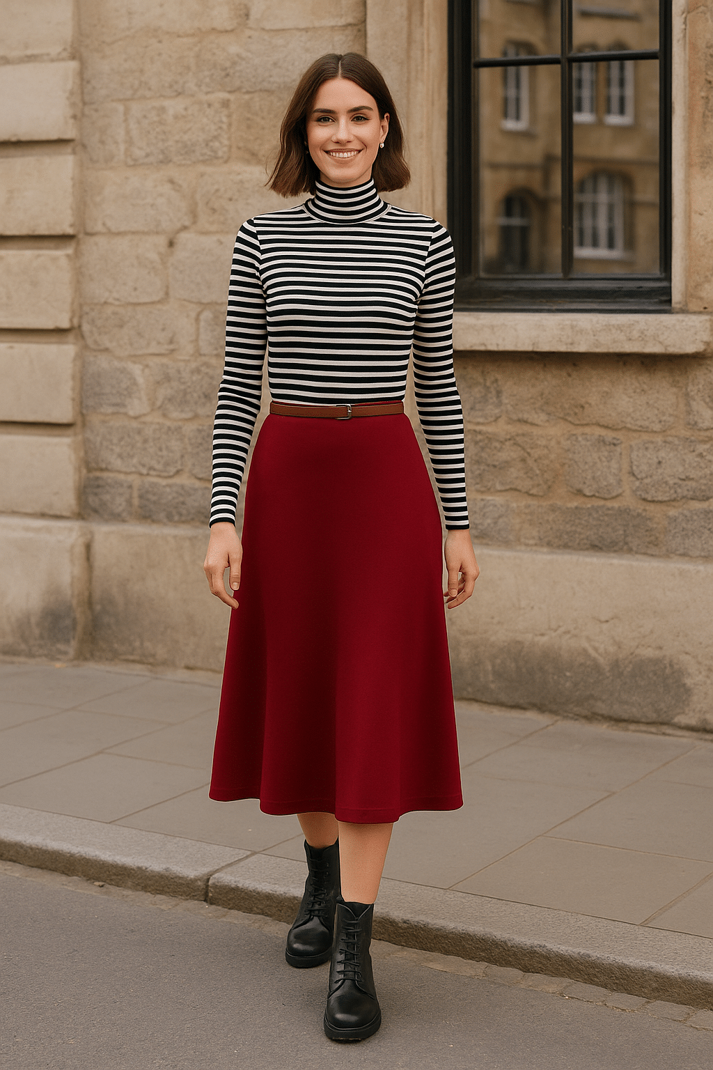 King Louie Juno Midi Skirt Milano Crepe Cabernet Red - Stijl Inspiratie