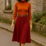King Louie Juno Midi Skirt Milano Crepe Cabernet Red - Stijl Inspiratie