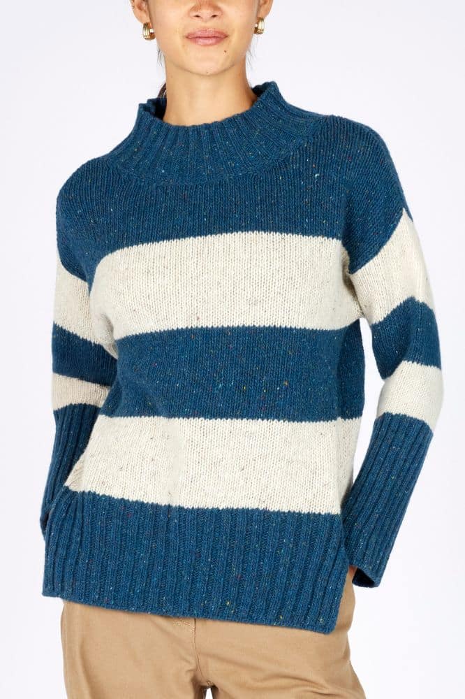IrelandsEye Arna Stripe Funnel Neck - La Vie en Rose Damesmode