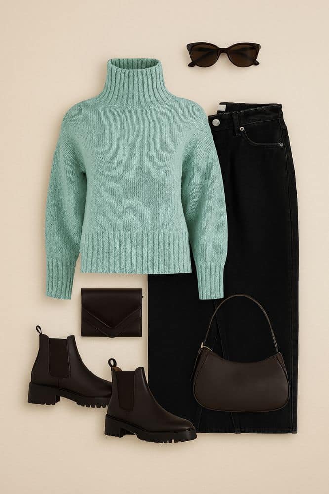 IrelandsEye The Paige Polo Neck Ocean Mist - La Vie en Rose Damesmode