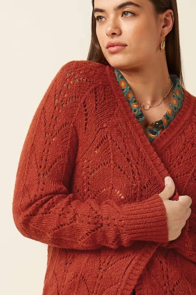 King Louie Blanca Cardi Orcia Spicy Brown - La Vie en Rose Damesmode