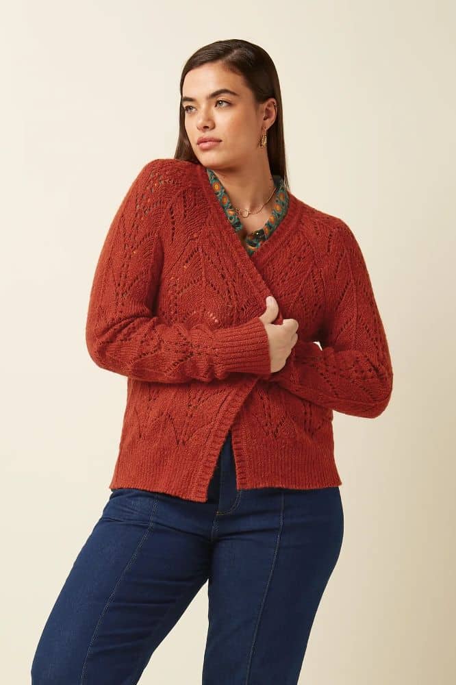 King Louie Blanca Cardi Orcia Spicy Brown - La Vie en Rose Damesmode