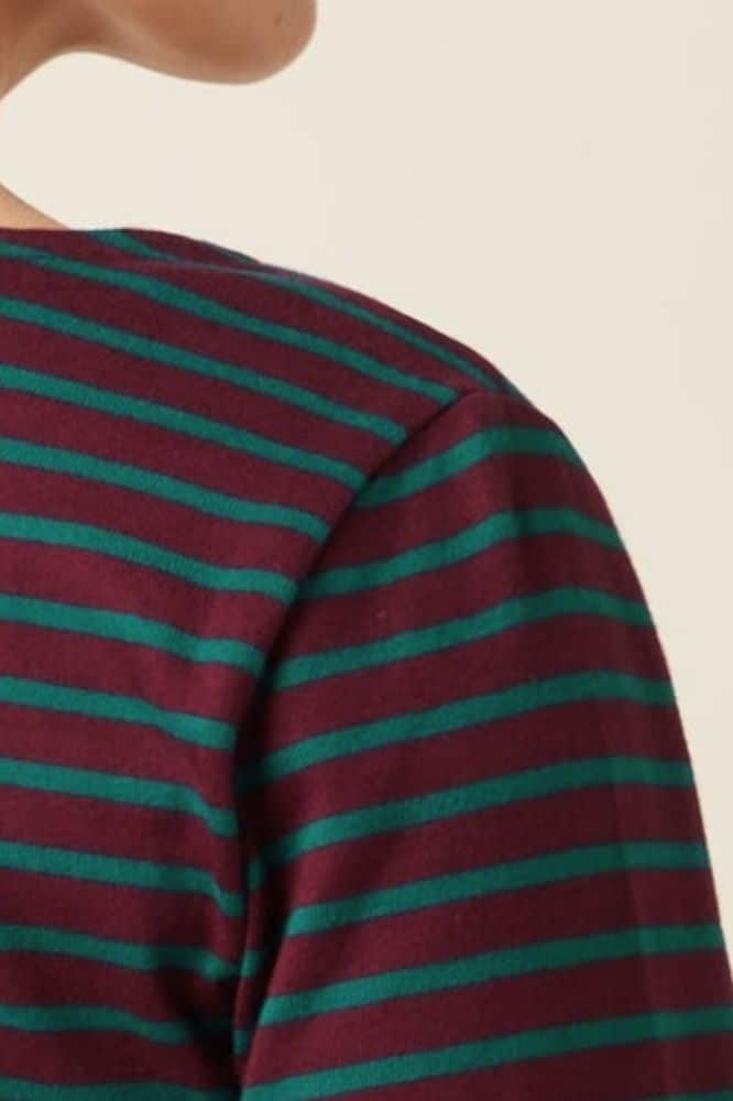 King Louie Boatneck Yoke Top Britney Stripe Porto Red - La Vie en Rose Damesmode