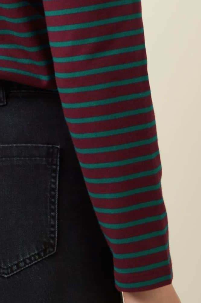 King Louie Boatneck Yoke Top Britney Stripe Porto Red - La Vie en Rose Damesmode