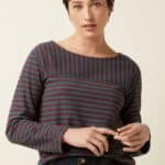 King Louie Boatneck Yoke Top Britney Stripe Porto Red - La Vie en Rose Damesmode