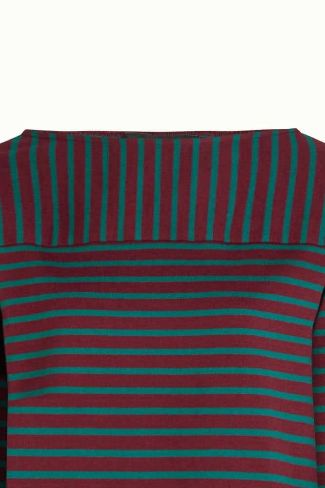 King Louie Boatneck Yoke Top Britney Stripe Porto Red - La Vie en Rose Damesmode