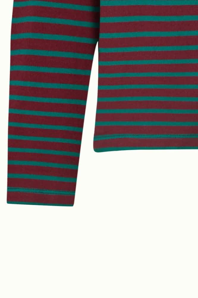 King Louie Boatneck Yoke Top Britney Stripe Porto Red - La Vie en Rose Damesmode