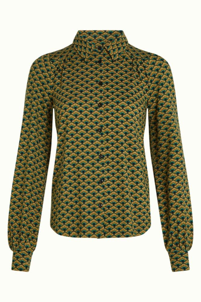 King Louie Carina Blouse Frio Spruced Green - La Vie en Rose Damesmode (1)