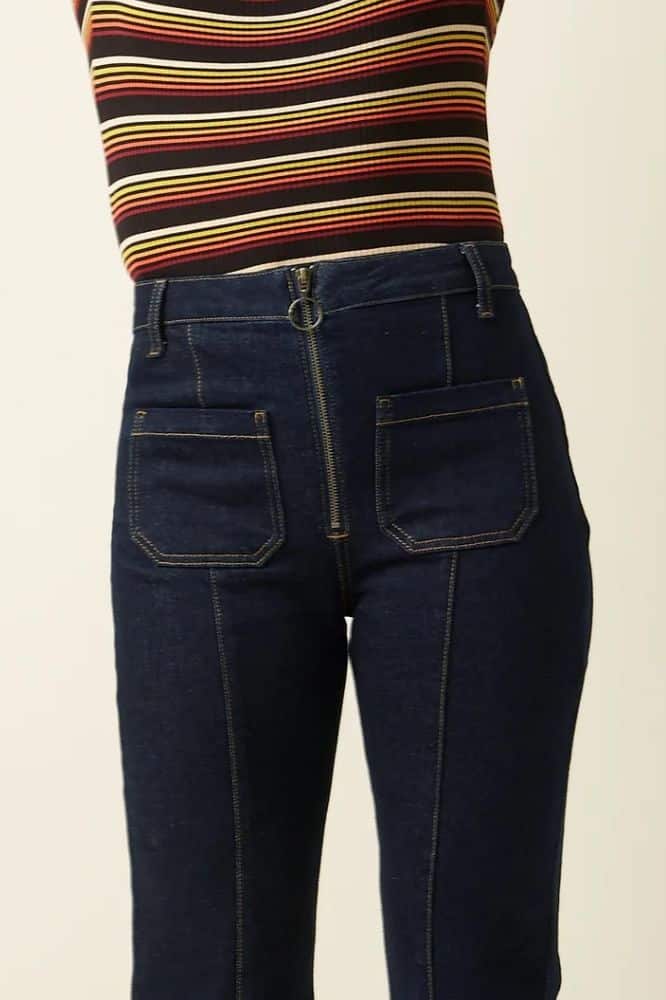 King Louie Chris Zip Pants Walker Denim GOTS Indigo Blue - La Vie en Rose Damesmode