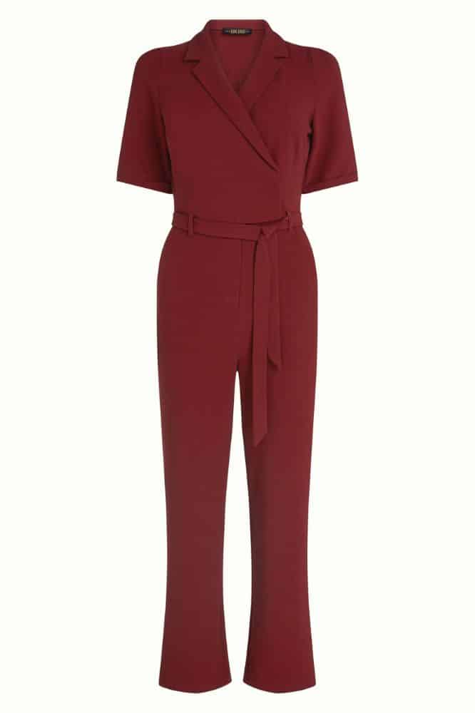 King Louie Doris Jumpsuit Woven Crepe Cabernet Red - La Vie en Rose Damesmode