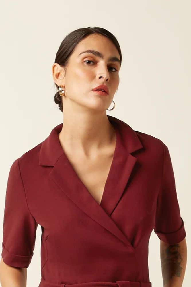 King Louie Doris Jumpsuit Woven Crepe Cabernet Red - La Vie en Rose Damesmode