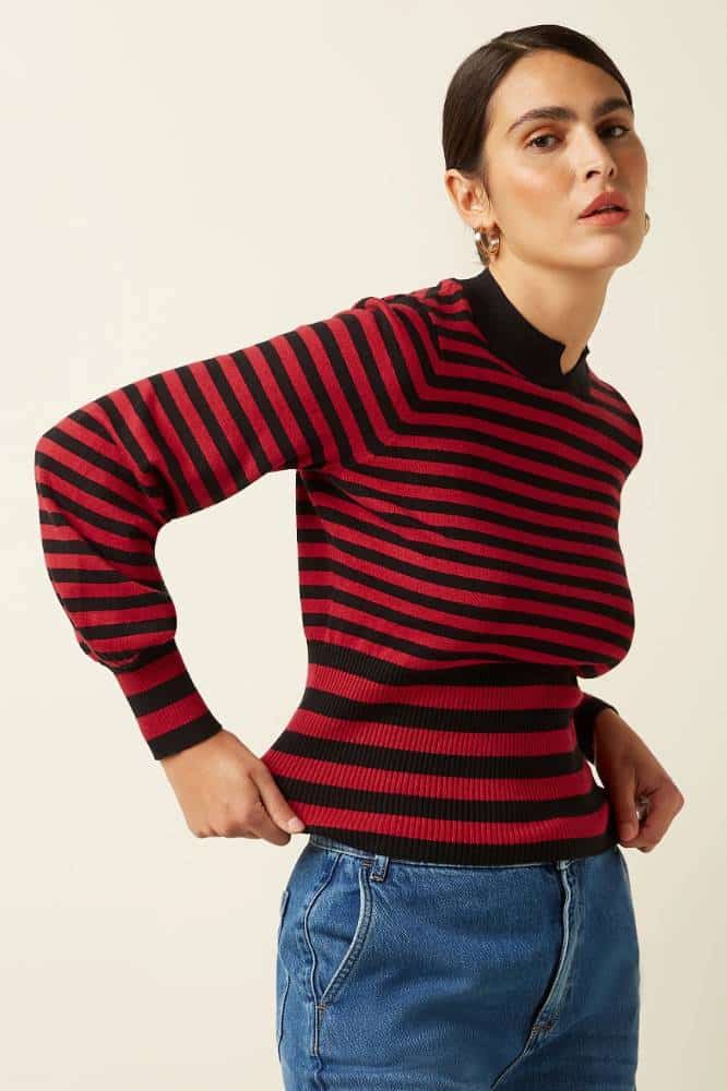 King Louie Flavia Top Berry Chili Red - La Vie en Rose Damesmode