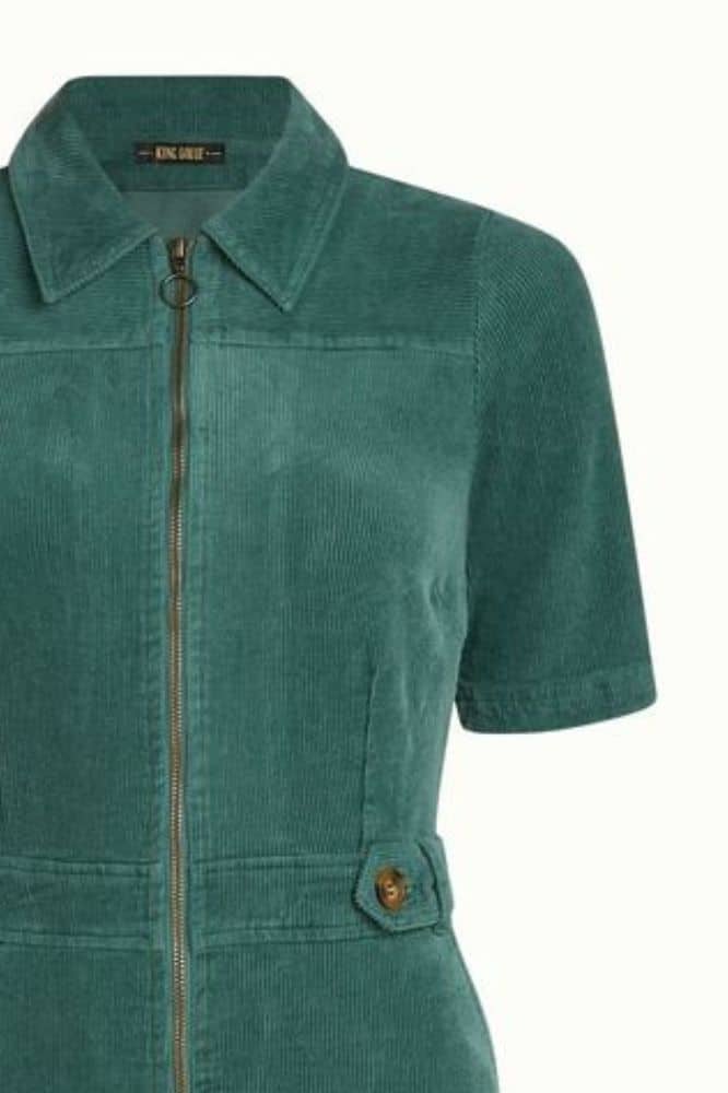 King Louie Garbo Zip Jumpsuit Corduroy Matcha Green - La Vie en Rose Damesmode