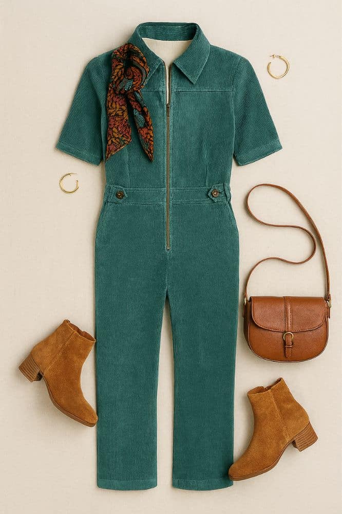 King Louie Garbo Zip Jumpsuit Corduroy Matcha Green - La Vie en Rose Damesmode