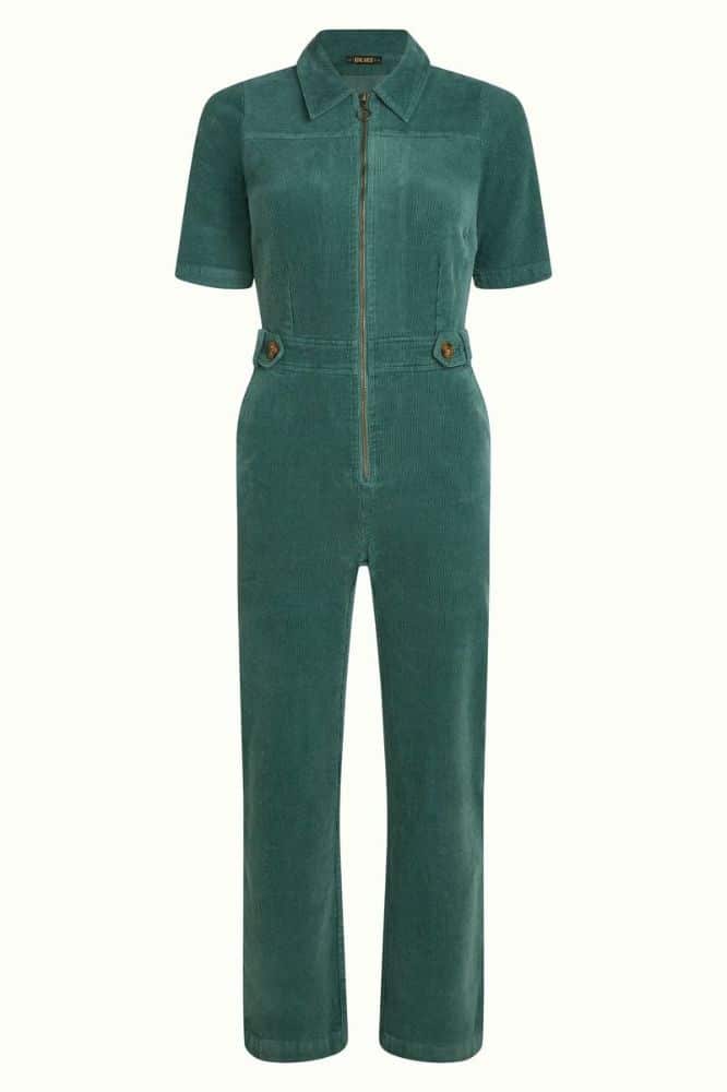 King Louie Garbo Zip Jumpsuit Corduroy Matcha Green - La Vie en Rose Damesmode