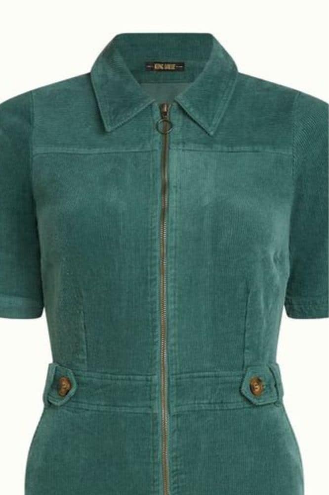 King Louie Garbo Zip Jumpsuit Corduroy Matcha Green - La Vie en Rose Damesmode