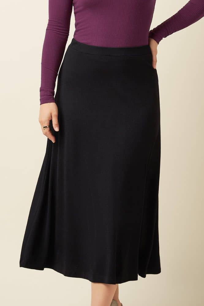 King Louie Juno Midi Skirt Milano Crepe Black - La Vie en Rose Damesmode