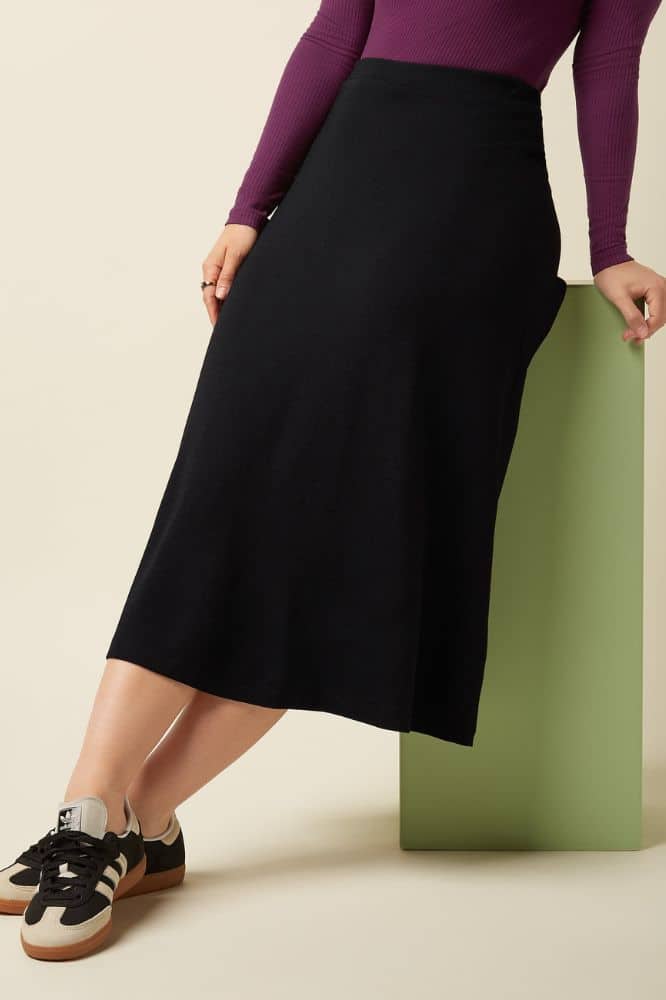 King Louie Juno Midi Skirt Milano Crepe Black - La Vie en Rose Damesmode