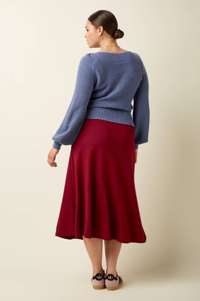 King Louie Juno Midi Skirt Milano Crepe Cabernet Red - La Vie en Rose Damesmode
