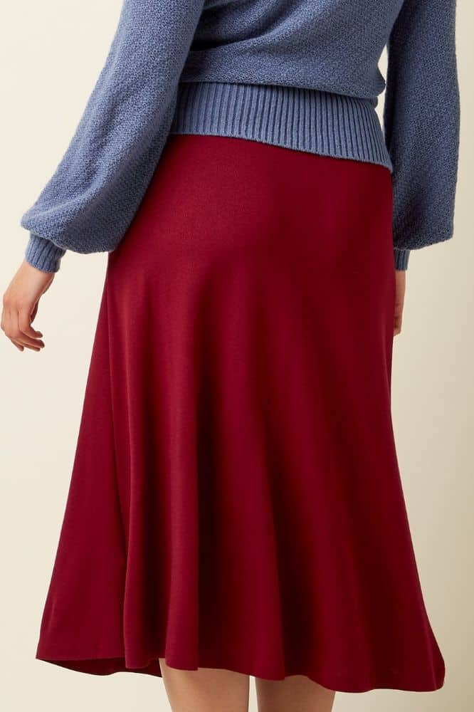 King Louie Juno Midi Skirt Milano Crepe Cabernet Red - La Vie en Rose Damesmode