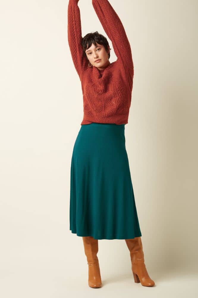 King Louie Juno Midi Skirt Milano Crepe Spruced Green - La Vie en Rose Damesmode