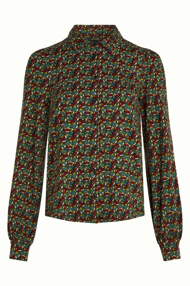 King Louie Maisie Blouse Mirth Jersey Rhubarb Red - La Vie en Rose Damesmode