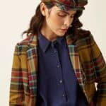 King Louie Peaky Cap Caroll Check Golden Brown - La Vie en Rose Damesmode