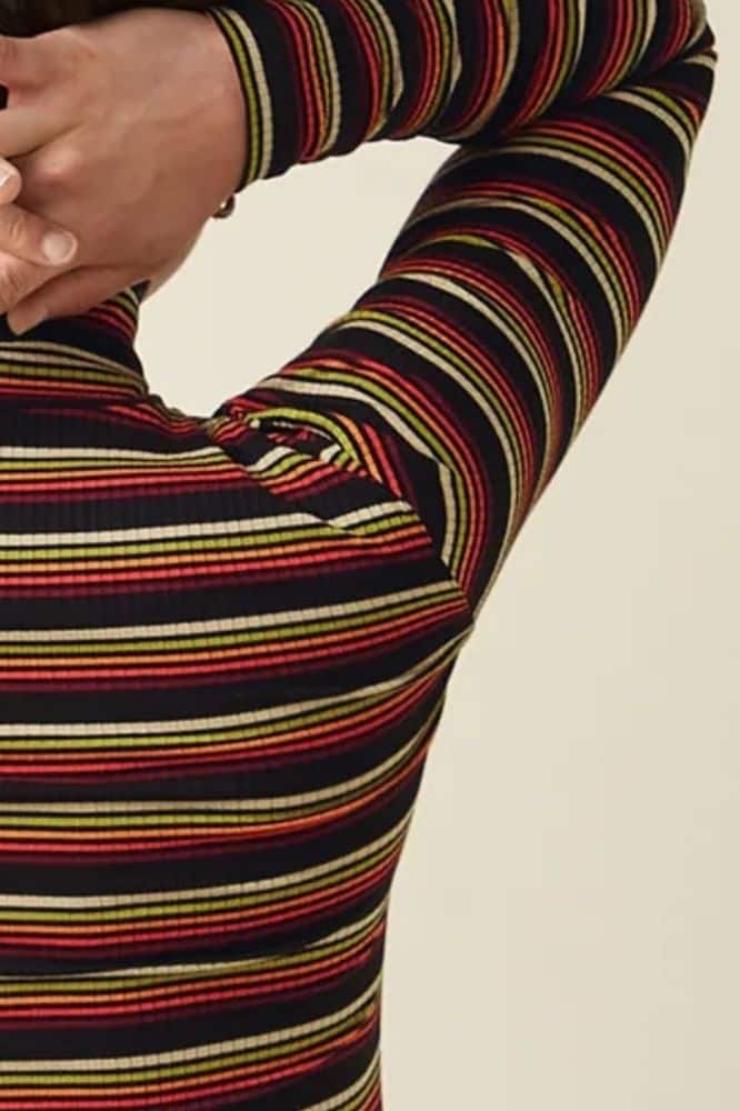 King Louie Rollneck Top Frostine Stripe Spicy Orange - La Vie en Rose Damesmode