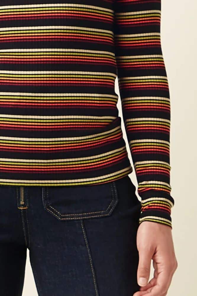 King Louie Rollneck Top Frostine Stripe Spicy Orange - La Vie en Rose Damesmode