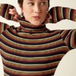 King Louie Rollneck Top Frostine Stripe Spicy Orange - La Vie en Rose Damesmode