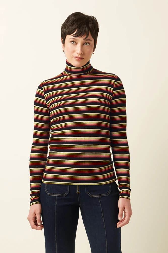 King Louie Rollneck Top Frostine Stripe Spicy Orange - La Vie en Rose Damesmode