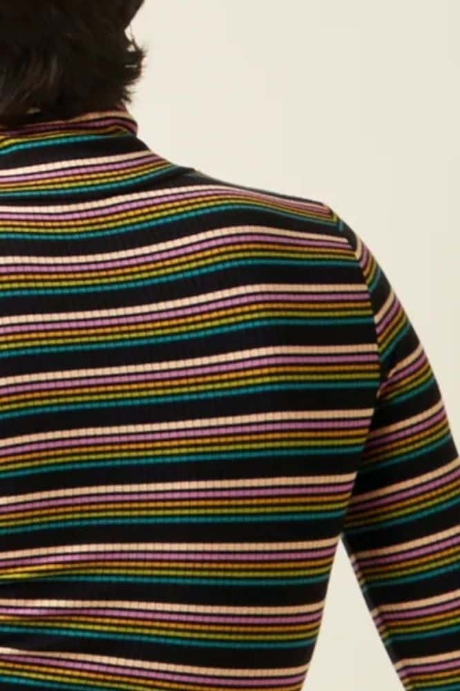 King Louie Rollneck Top Frostine Stripe Woodbine Green - La Vie en Rose Damesmode