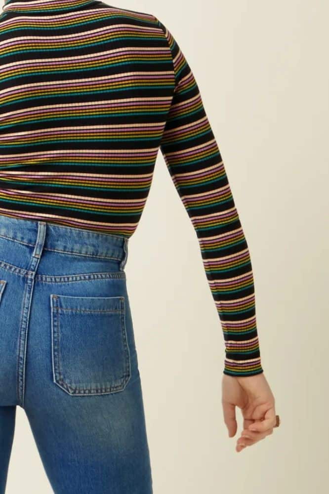 King Louie Rollneck Top Frostine Stripe Woodbine Green - La Vie en Rose Damesmode