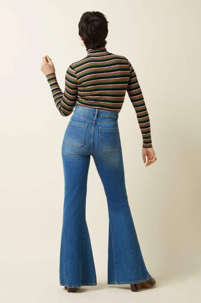 King Louie Rollneck Top Frostine Stripe Woodbine Green - La Vie en Rose Damesmode