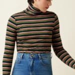 King Louie Rollneck Top Frostine Stripe Woodbine Green - La Vie en Rose Damesmode