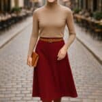 King Louie Juno Midi Skirt Milano Crepe Cabernet Red - Stijl Inspiratie