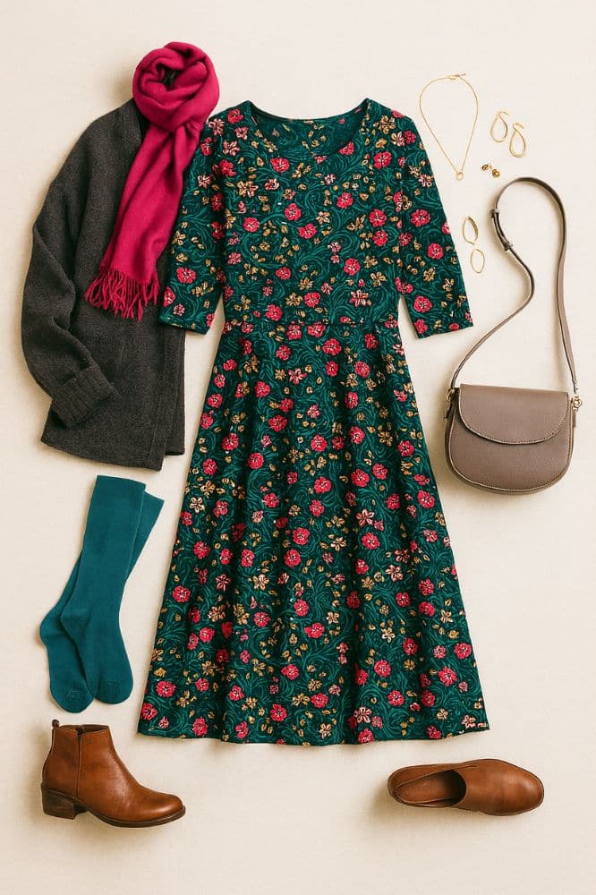 Seasalt Cornwall Wild Bouquet Dress Mirrored Floral Tehidy - La Vie en Rose Damesmode