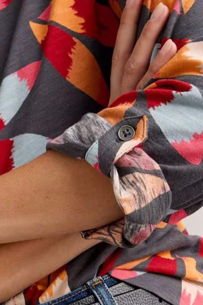 White Stuff Annie Jersey Shirt Grey Print - La Vie en Rose Damesmode