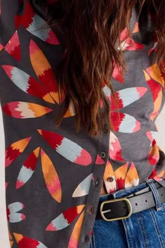 White Stuff Annie Jersey Shirt Grey Print - La Vie en Rose Damesmode