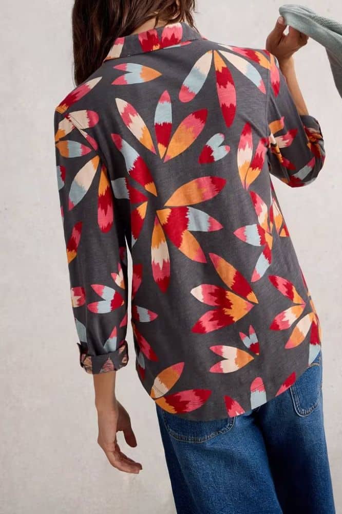 White Stuff Annie Jersey Shirt Grey Print - La Vie en Rose Damesmode